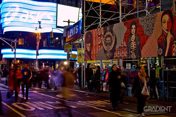 obey levis live installation shepard fairey times square 7 Shepard Fairey Obey Collaboration With Levis Times Square Event
