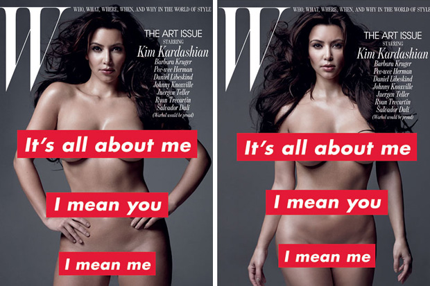 kim kardashian w magazine photoshop. The magazine of course