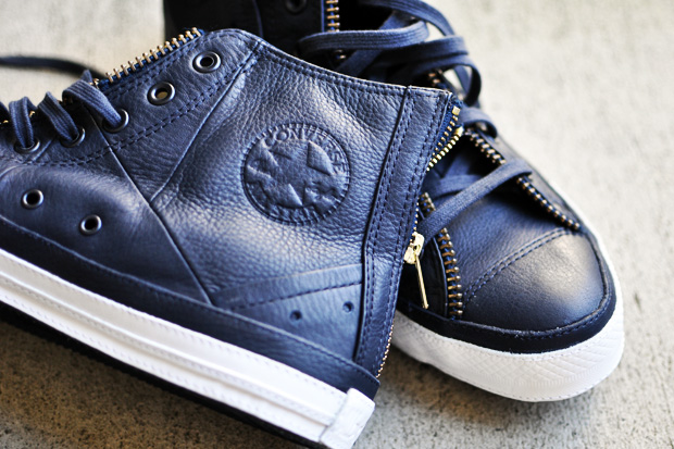 leather converse navy blue