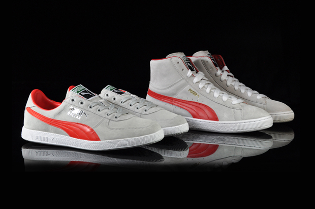 puma suede grey and red